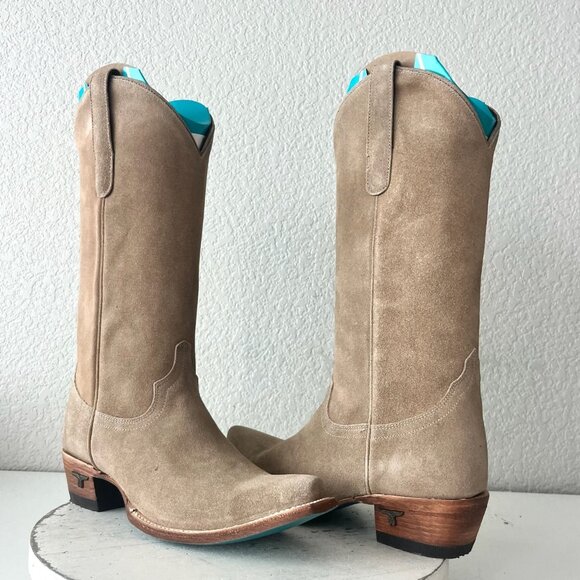 Lane EMMA JANE Womens Cowboy Boots 7.5 Latte Suede Western Cowgirl Mid Calf Tall - Picture 12 of 12